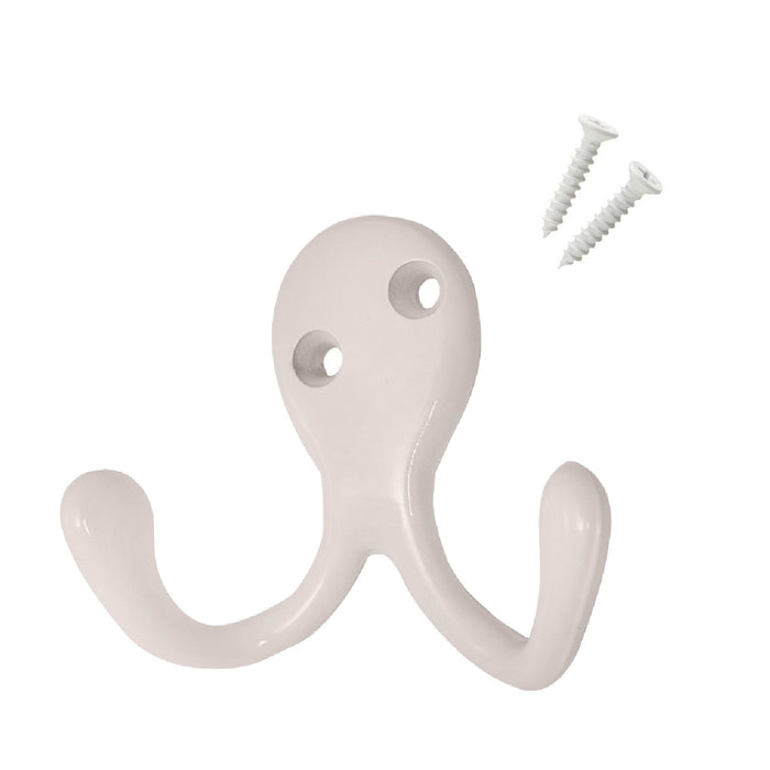 Satin White Double Robe Coat Hooks