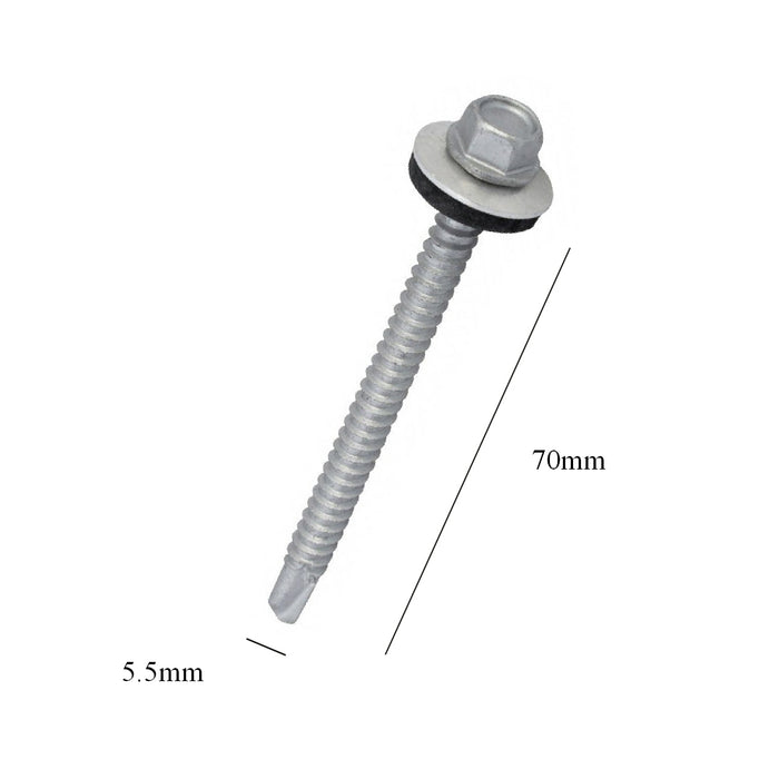 50 x  Roofing & Cladding Screws 5.5 x 70mm Self Drill