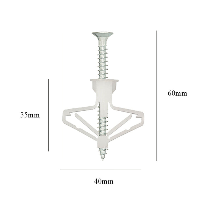 5 x Rawl Poly Toggles & Screws Hallow Plasterboard Wall Fixings