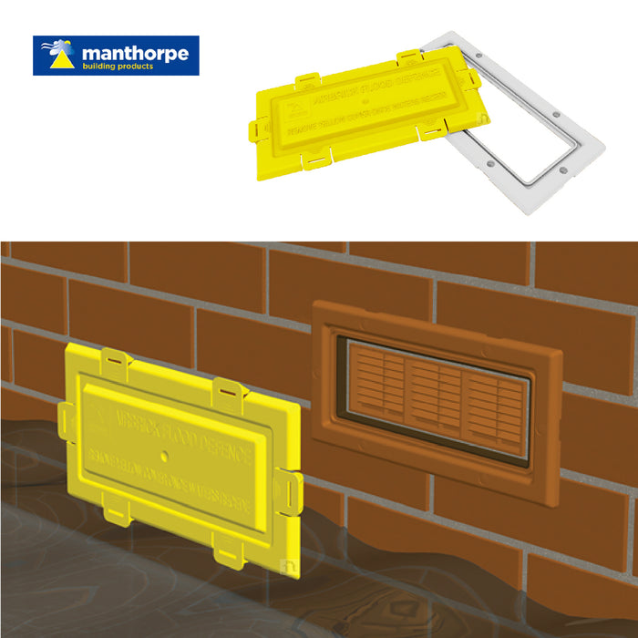 White Framed Flood Water Defence Protection Airbrick Cover