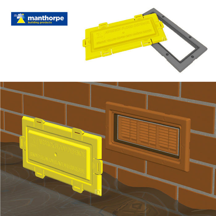 Grey Framed Flood Water Defence Protection Airbrick Cover