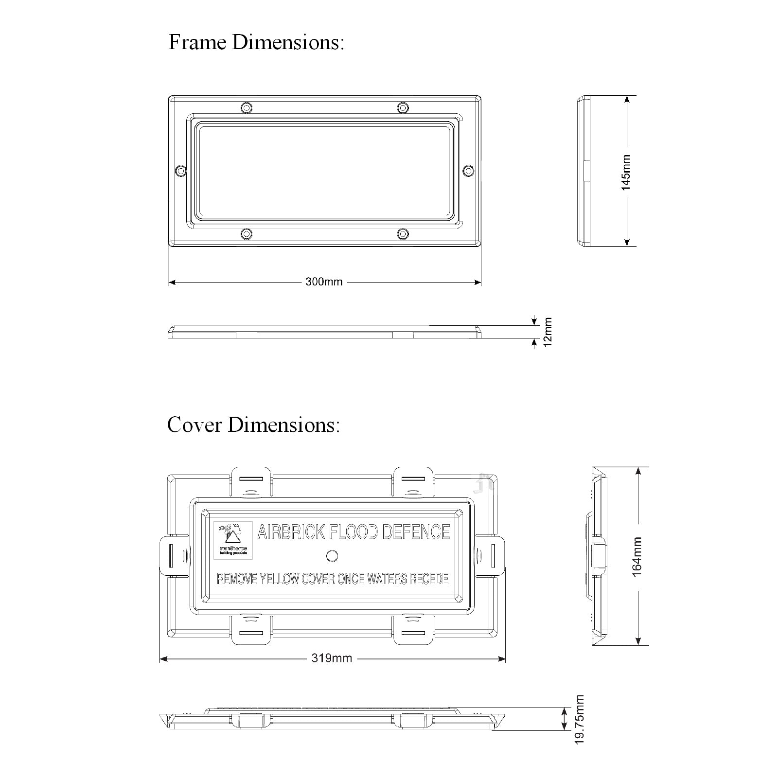White Framed Flood Water Defence Protection Airbrick Cover