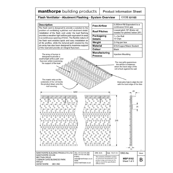 Manthorpe Flash Vent Roofing Lead Ventilation Abutment Flashing