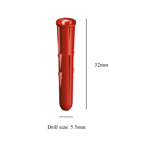 1000 x Heavy Duty Trade Pack of Red Wall Raw Plugs
